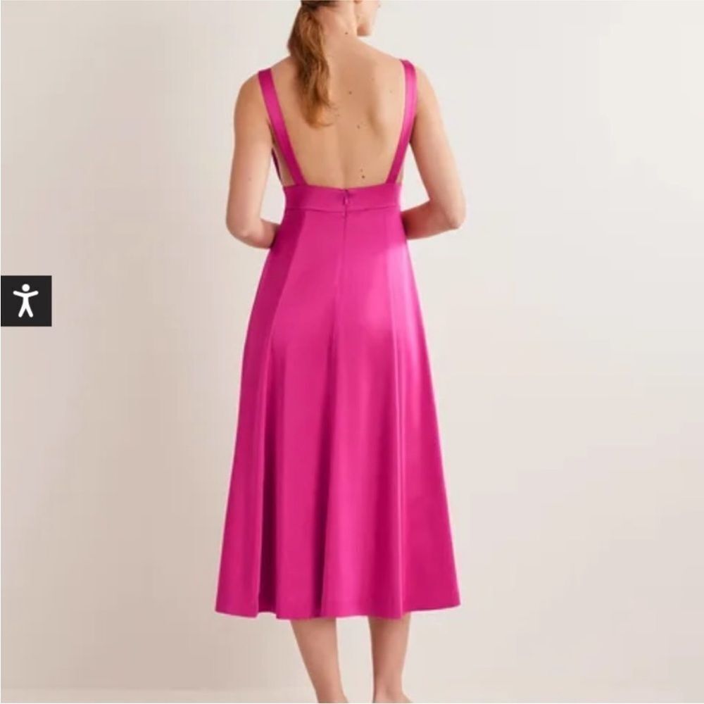 BODEN | NEW Pink Fit & Flare Wild Watermelon Pink Midi Dress Women’s Size 6R - Picture 3 of 14